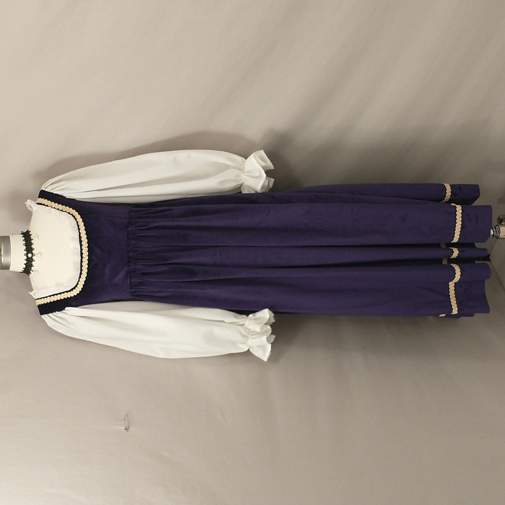Quality Handmade Purple Velvet Costume Dress Empire Wst. Puff Sleeve Rennaisance